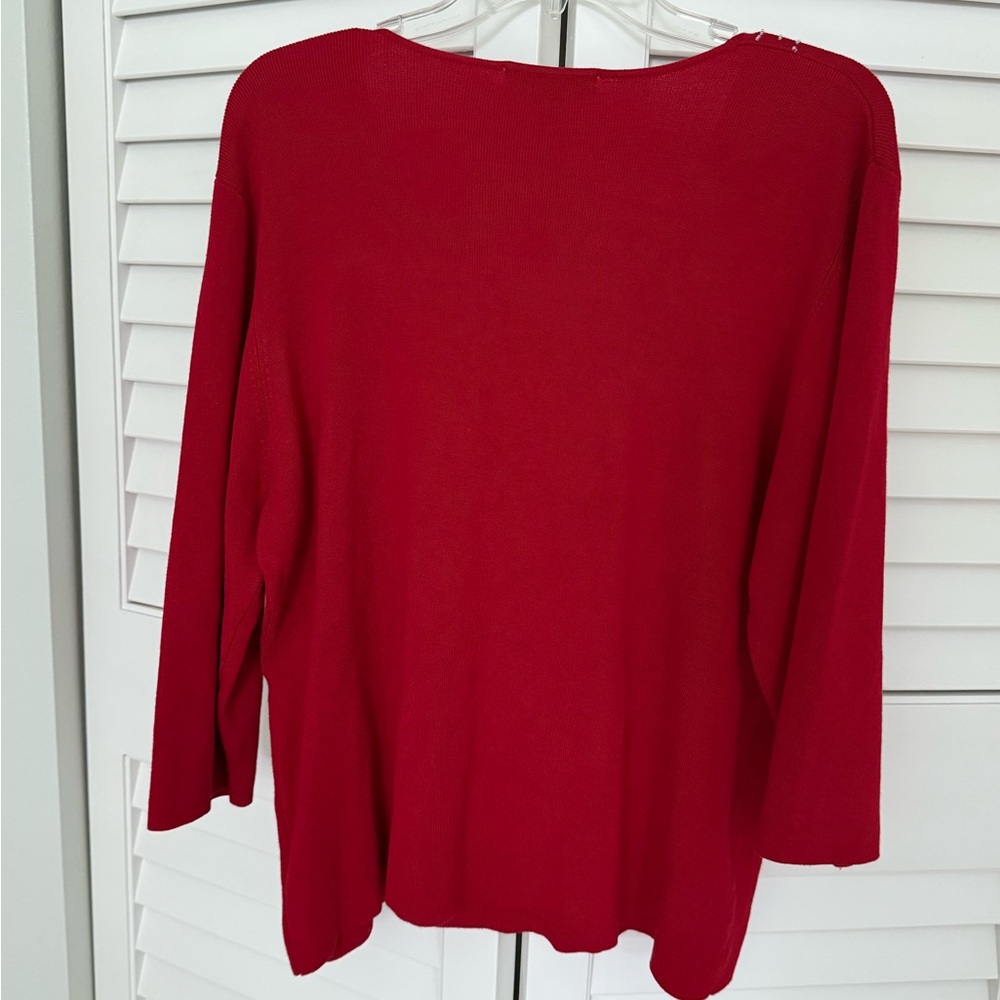 JM Collection Red Embellished V-Neck Sweater XL NWT Holiday Christmas - Picture 4 of 4